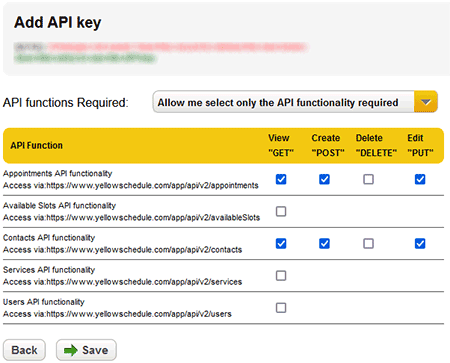 Select API functionality required