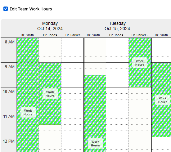 easily set working hours for part time staff