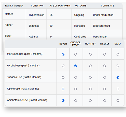 improved tables for intake form structure